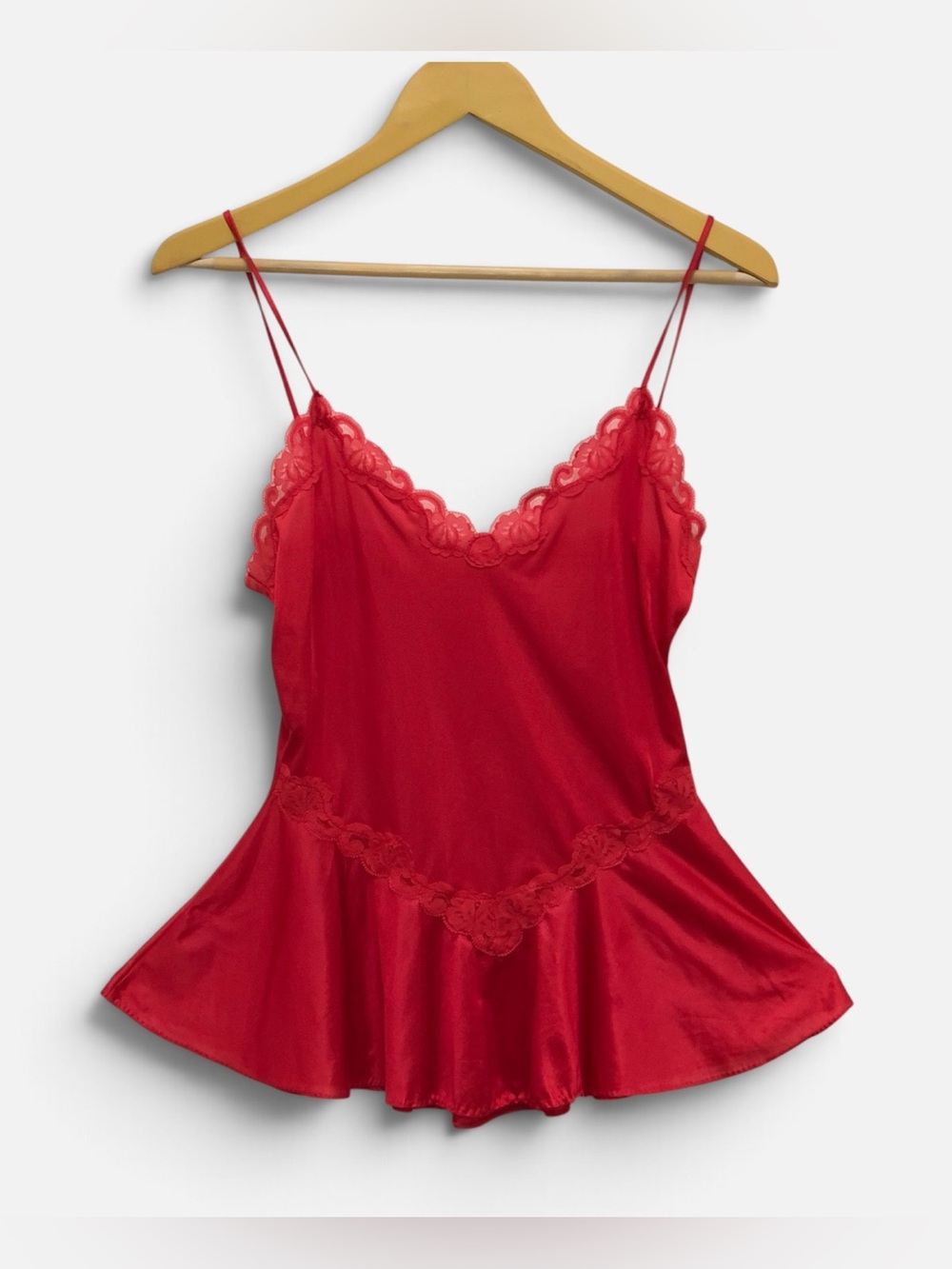Vanity Fair Red Satin Lace-Trim Chemise Pinup
